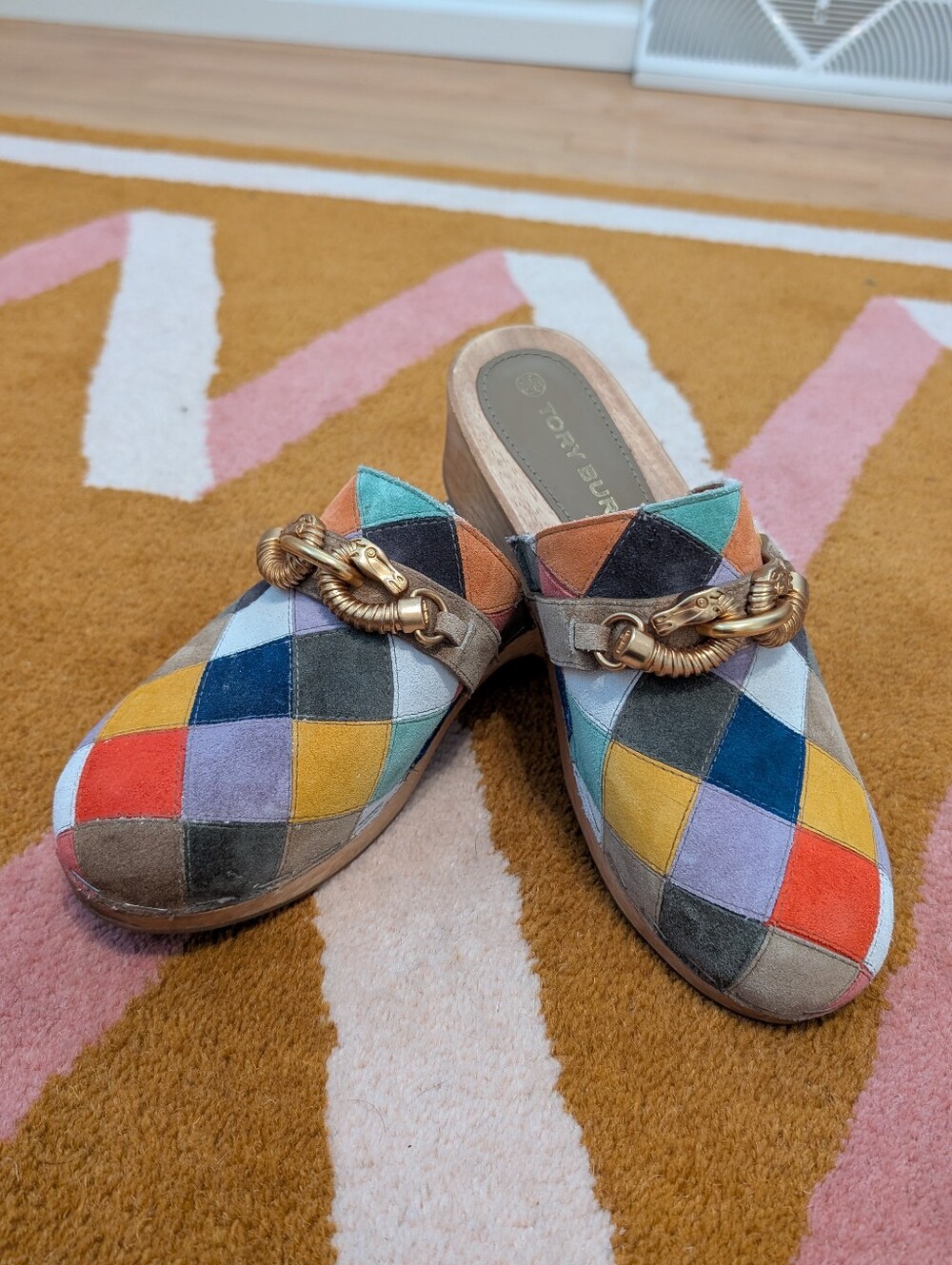 Tory Burch Jessa Patchwork Clogs 8.5